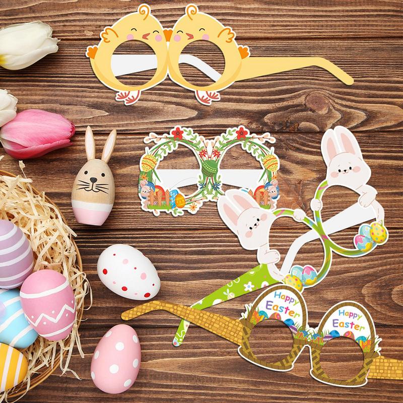 12pcs Easter Party Glasses Easter Glasses Easter Photo Booth Props Paper Funny Easter Party Decorations Easter Egg Birthday Gift