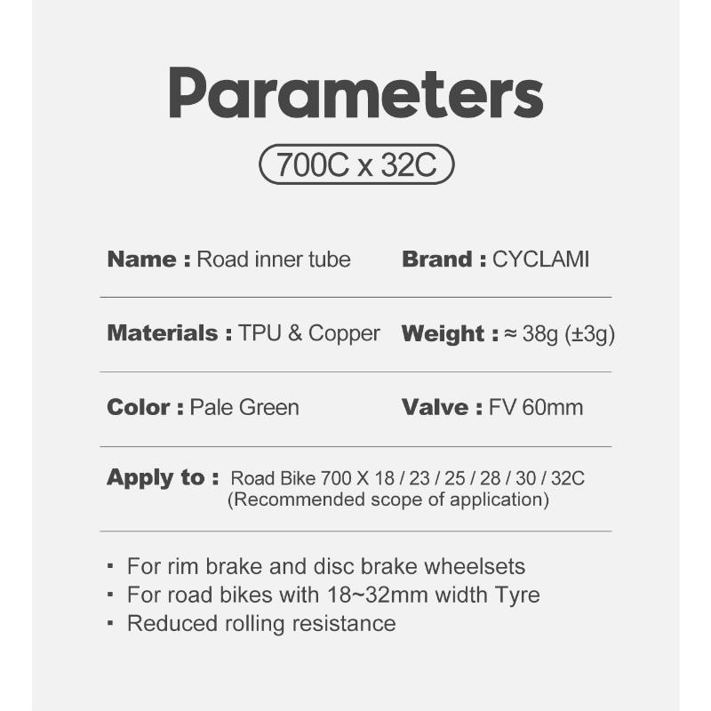 Ultralätt Cykel Innerslang 700c 18 25 28 32 Landsväg MTB Cykel TPU Material Däck 60mm 80mm Längd Fransk Ventil Superlätt Elcykel Kit
