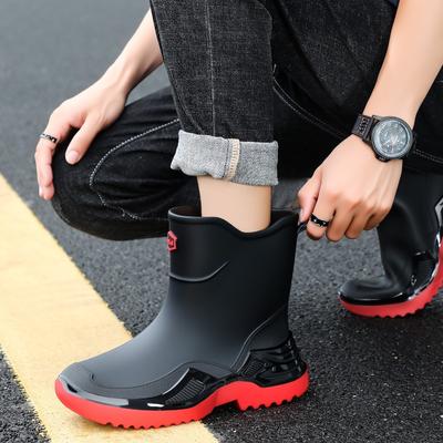 Classic Black Non-slip Men's Rubber Shoes Rain Shoes Short Sports Water Boots Widened and Thickened Environmentally Friendly Water Shoes