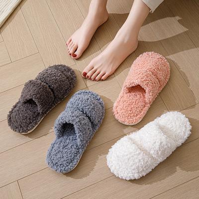 Fashion Simple Versatile Lamb Wool Cotton Home Slippers Women Shoes For Winter Warmth Female Household Indoor Cotton Slippers