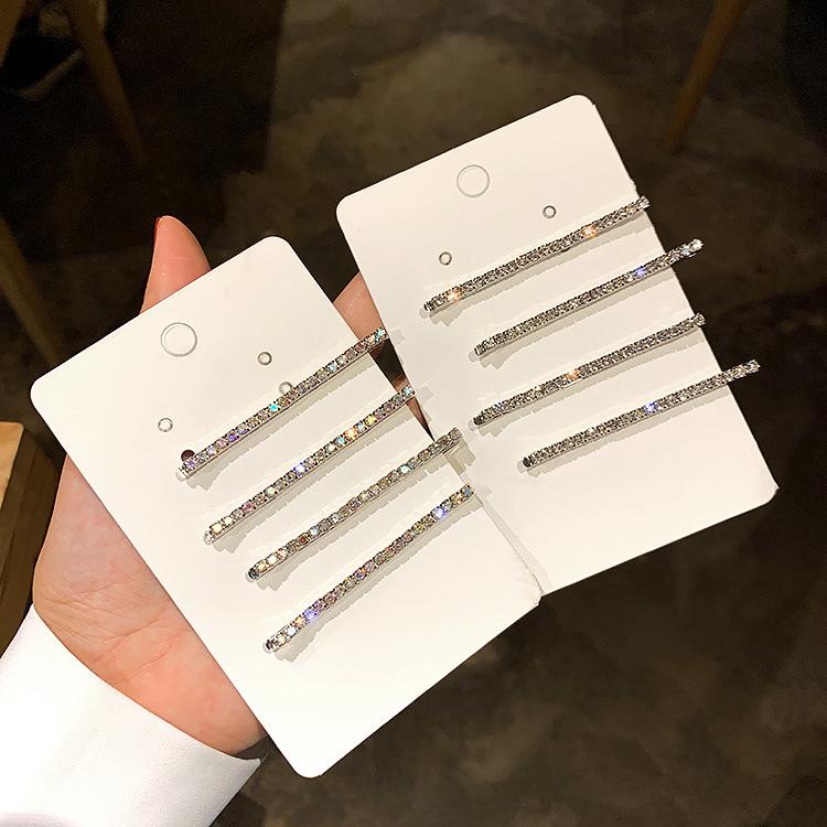 European Diamond Bangs Clip Set: Sparkling Hair Accessories, 4-Piece Headdress Set