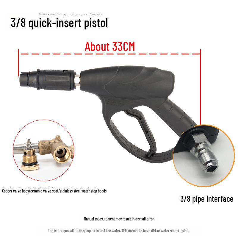 Vysokotlaká pistole na mytí auta s nastavitelnou tryskou a kartáčem, plně měděné jádro ventilu, typ 55/58 a 280/380.