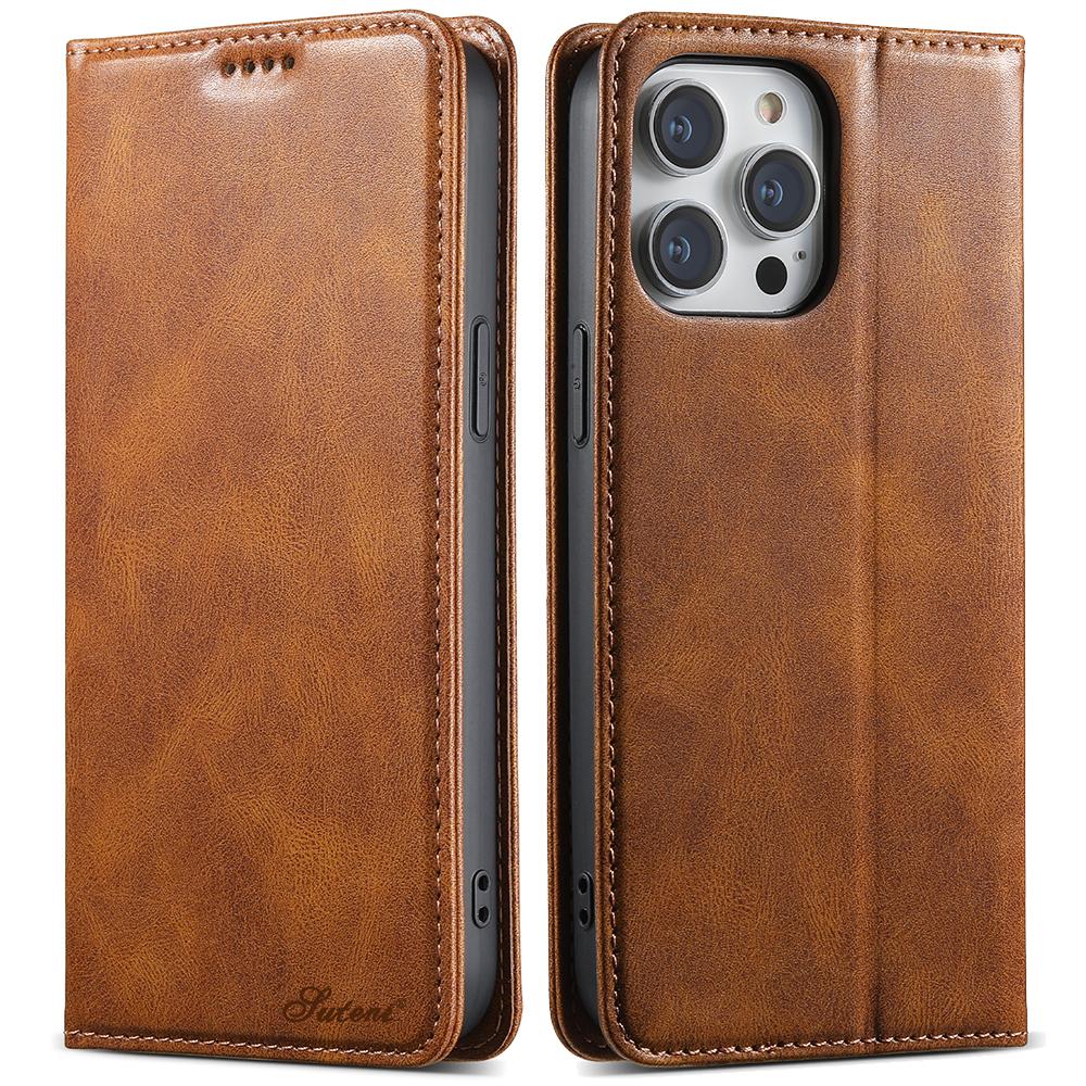 For iPhone 15 Pro Max Wallet Case PU Leather Magnetic Flip Case with Card Holders Stand TPU Inner Shell Cover for iPhone 15 Plus for iPhone 15 темно-коричневого