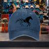 Flying Bird Horse Graphic Washed Cotton Baseball Cap Adjustable Vintage Casual Unisex Outdoor Hat