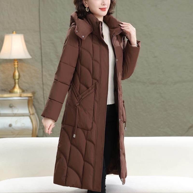 Παλτό Μεγάλου Μεγέθους XL-6XL για Γυναίκες Μέσης Ηλικίας Χειμερινά Μακριά Παρκά με Κουκούλα Χοντρά Ζεστά Καθημερινά Γυναικεία Μπουφάν