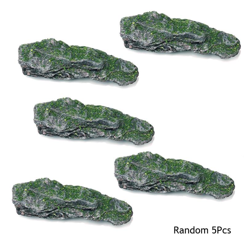 1/5Pcs 3.5-8Cm Length Mini Moss Covered Forest Rock Model Irregular Simulation Rock For Micro-Landscape Outdoor Decoration