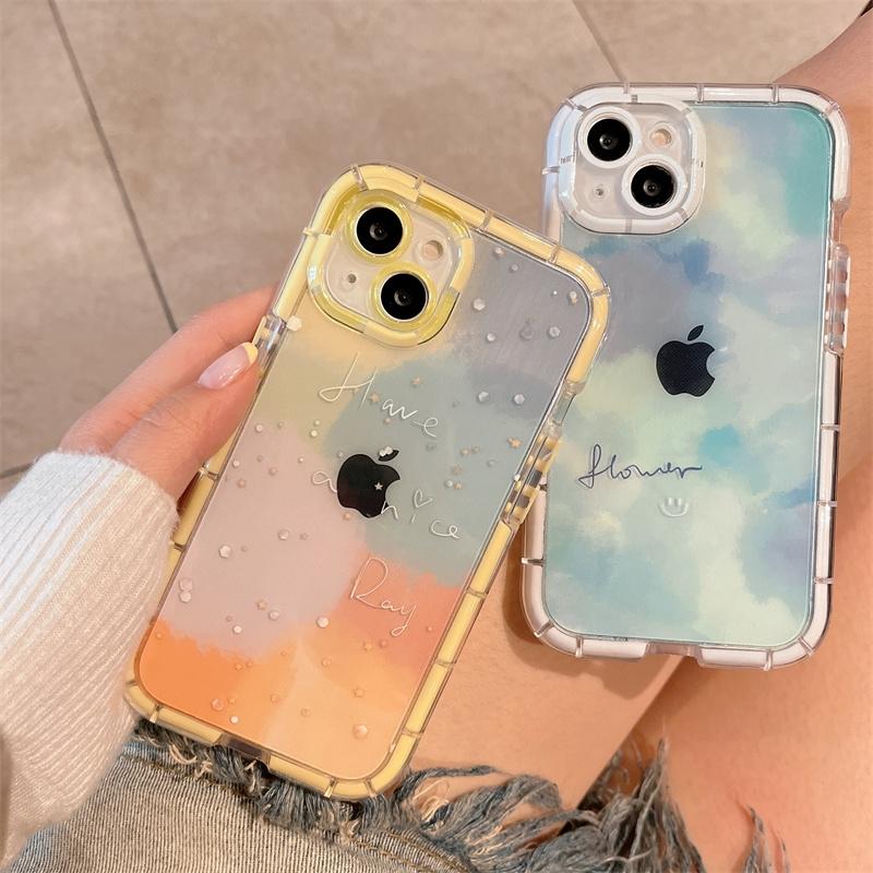 Cute Watercolor Flowers Phone Case For iPhone 11 12 13 Pro Max XS Max X 14 15 Pro MAX Luminous Hard Shockproof Bumper Back Cover