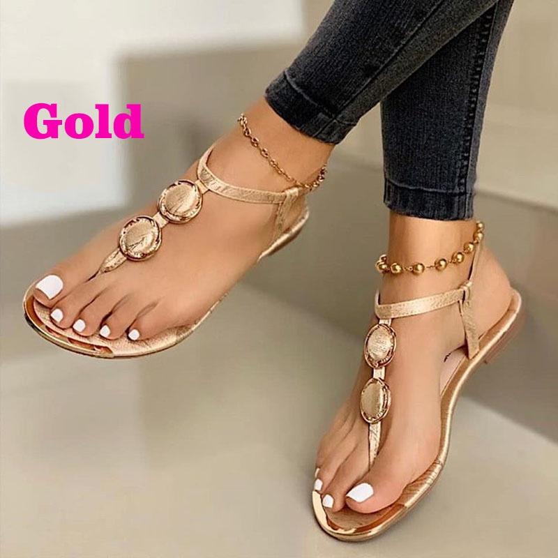 New Women Summer Plus Size  Beaded Sandals Ladies Flats Beach Shoes Flip Flops Thong Gladiator Bohemia Sandalias
