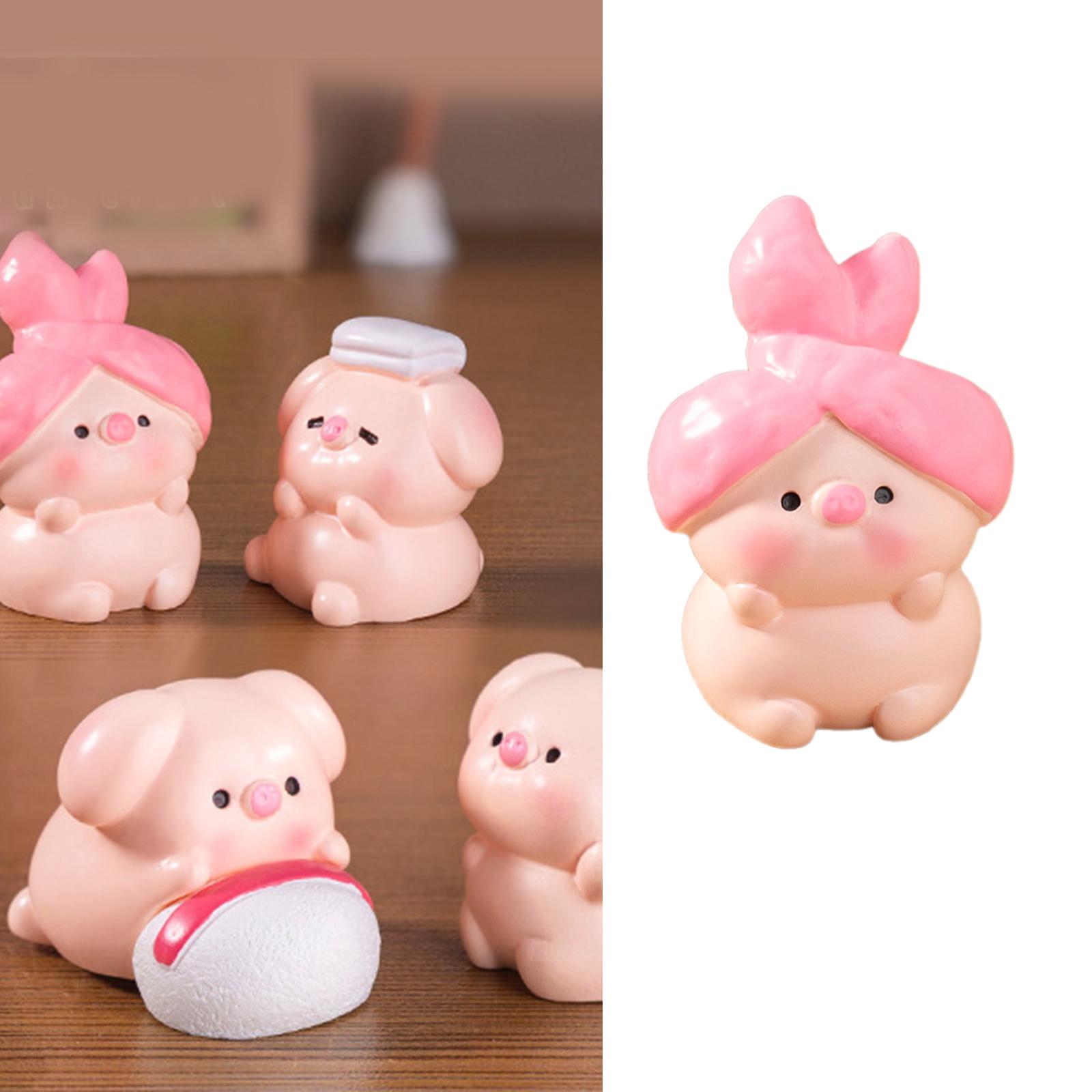 

Pink Beauty Pig Figurines Miniatures for Car Dashboard Ornament and Home Office Desktop Shelves Decors Figures Dolls G