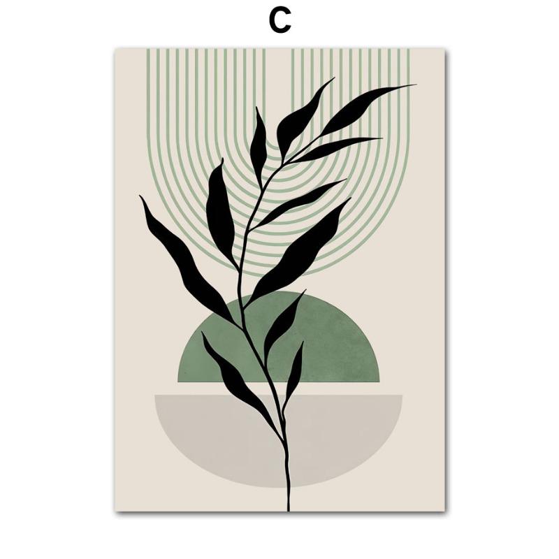 Bohemian Abstract Art Line Girl Sun Rainbow Leaves Posters and Prints Wall Art Canvas Painting Picture Bedroom Living Room Decor