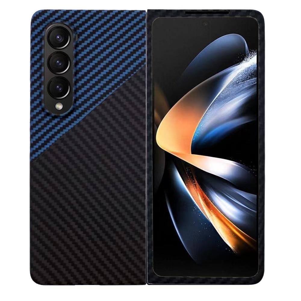 3K Twill Carbon Fiber Phone Case for Galaxy Z Fold 4 Camera Big Hole Crater Aramid Fiber  Flip 4 Phone Case