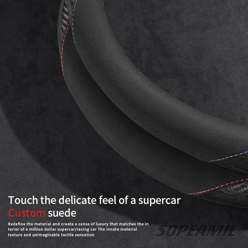 Car Carbon Fiber Suede Steering Wheel Cover Lexus F Sport ES200 ES300 LS500h RX300 GS250 GS300 IS300 LX570 CT200h GX460 NX300 UX