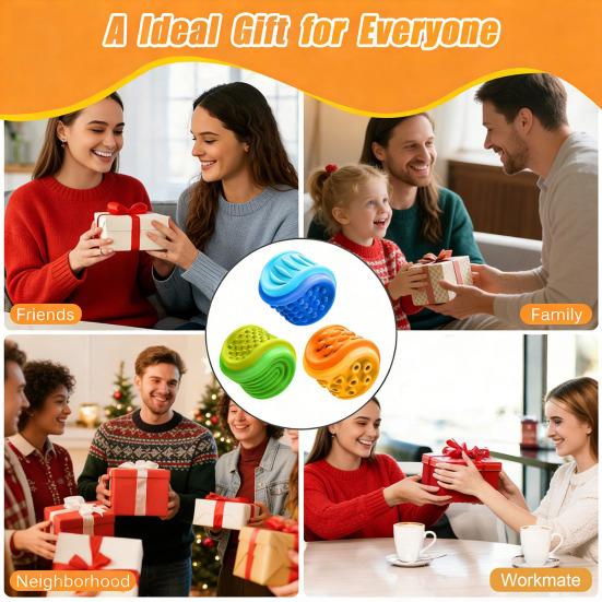 Silicone Sensory Stone Fidget Toy Anxiety Stress Relief Textured Ball Portable Travel Kids Teens Adults Calming Worry Stone Toy