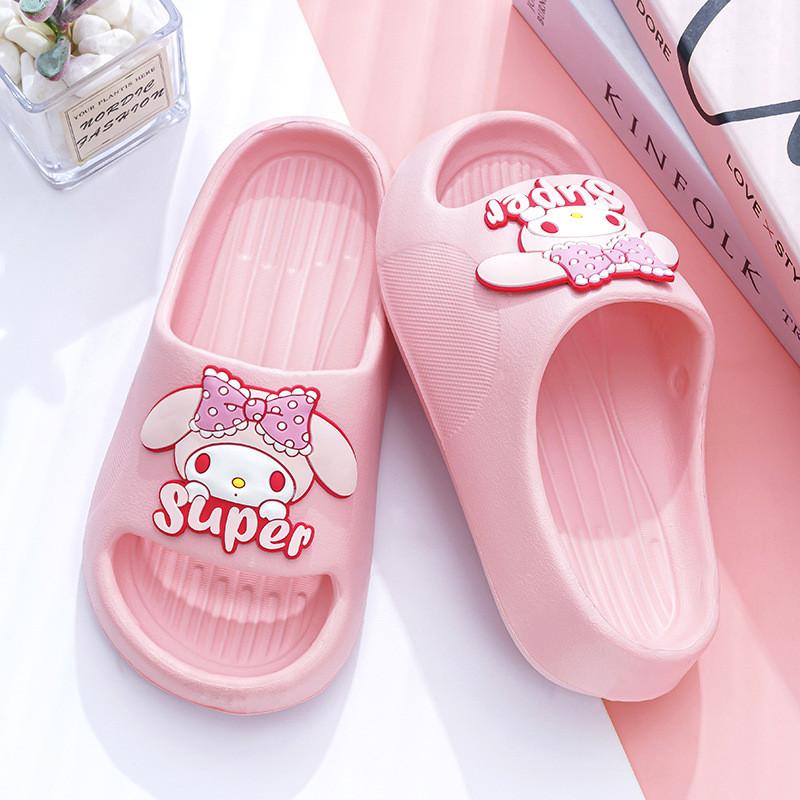 Pink Cartoon Style Summer Girls Slippers Breathable Soft Eva Material Indoor Home Use
