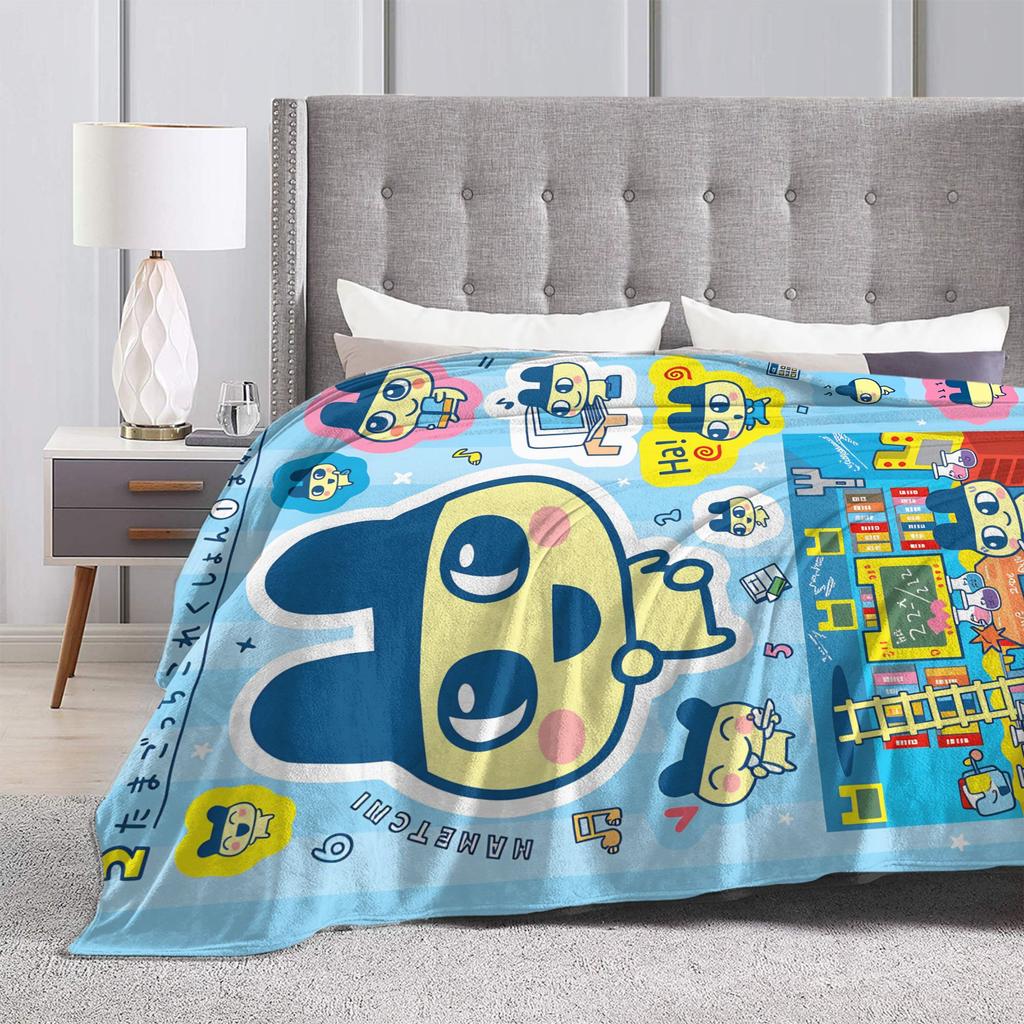 Kuchipatchis Mametchi Flannel Blankets Warm Throw Blanket for Bedroom Travel Novelty Bedspread Sofa Bed Cover