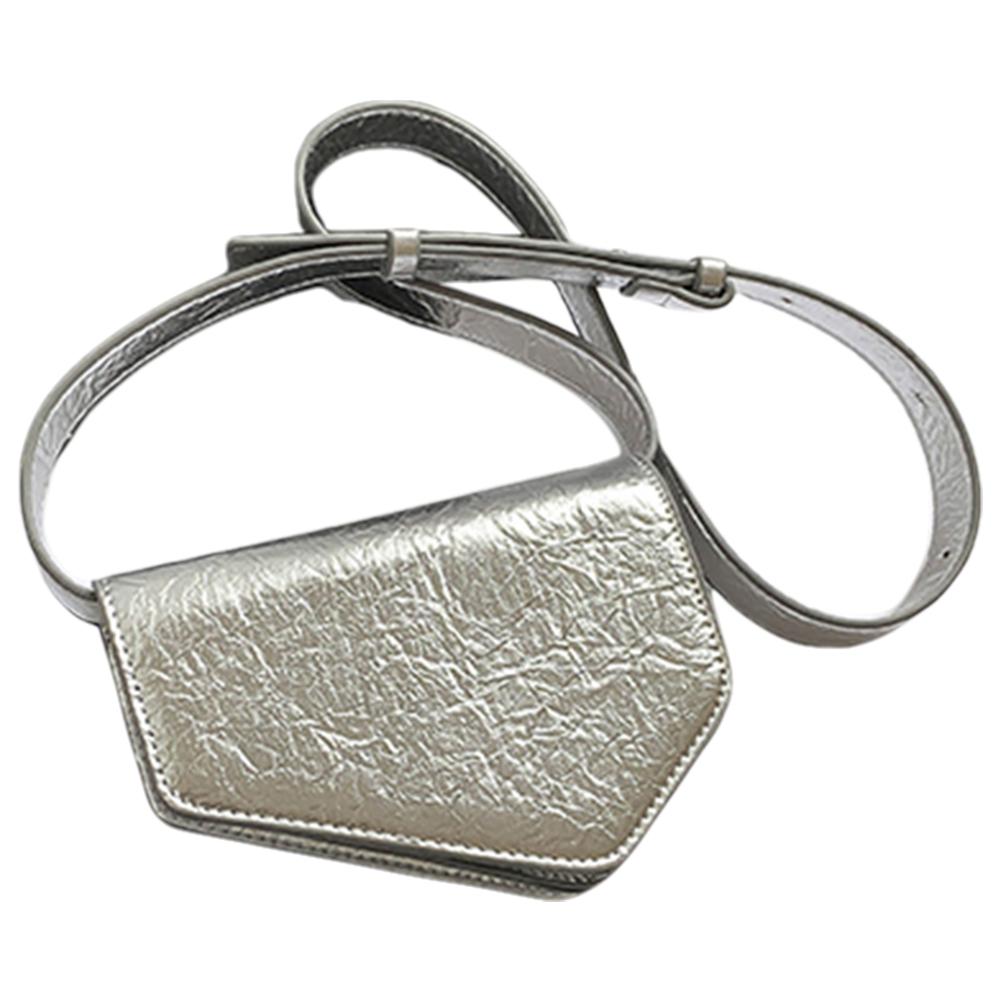 Women Irregular Shoulder Bag PU Leather Shiny Crossbody Bag Adjustable Strap All-Match Satchel Bag Ladies Commute Bag