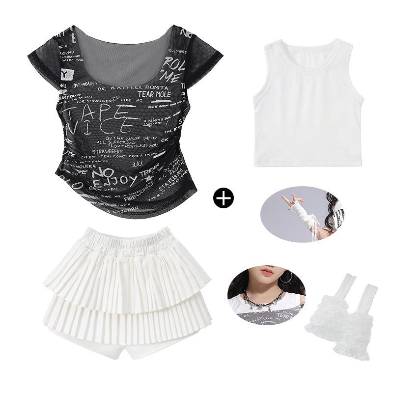 Children's Jazz Dance Costume Girls Sweet Cool Children's Catwalk JAZZ Women's Troupe Vest Girls Street Dance Costume Summer