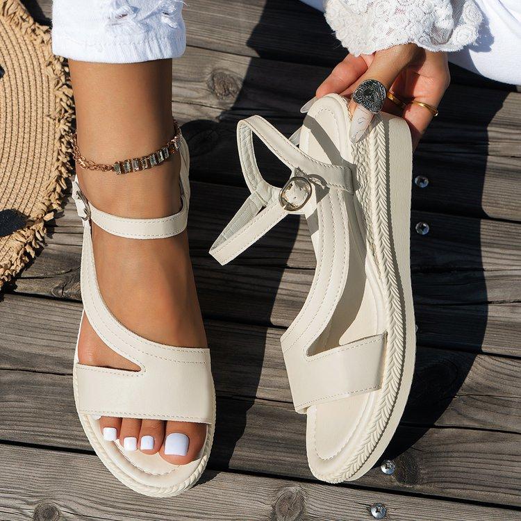 

Large size side empty buckle sandals summer new European and American style fashion versatile wedge heel sandals women 42