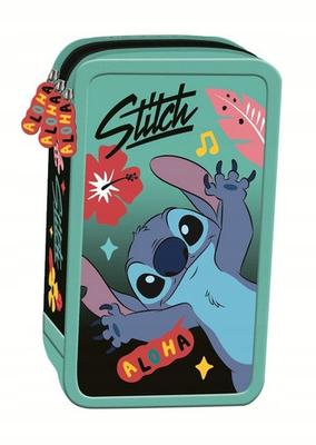 Stitch Three-Compartment School Pencil Case Equipment Pencils Mint Aloha