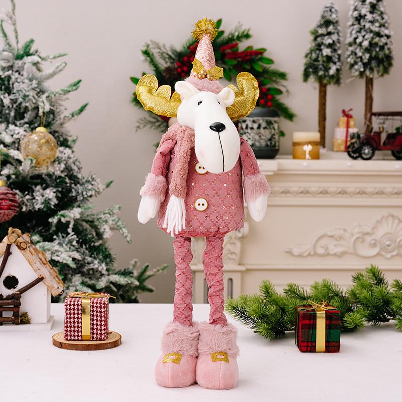 Plush Festive Pink Figurines Of Santa Snowman And Reindeer Perfect For Christmas Decorations Home