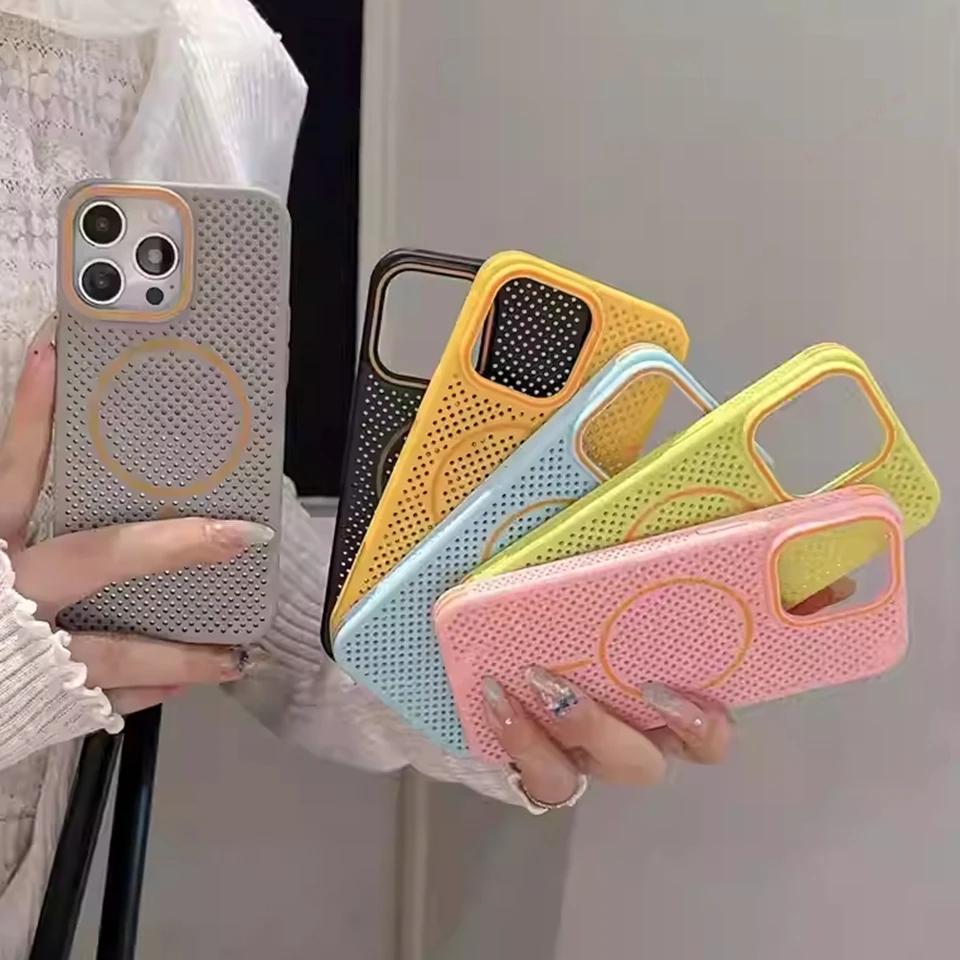 Magnetic Phone Case For iPhone 17 Air 15 14 13 12 16 Pro Max 14Pro 16Pro Magsafe Heat dissipation Protector Shockproof Hard Cover