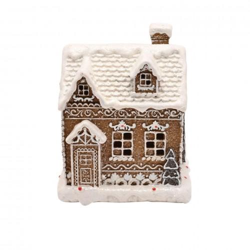 Santa & Friends Light Up Gingerbread House - 17cm