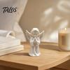 Talos 3D Printed Praying Angel Statue, Elegant Matte White Cherub Figurine with Detailed Wings, Durable Minimalist Ornament for Living Room Decor and
