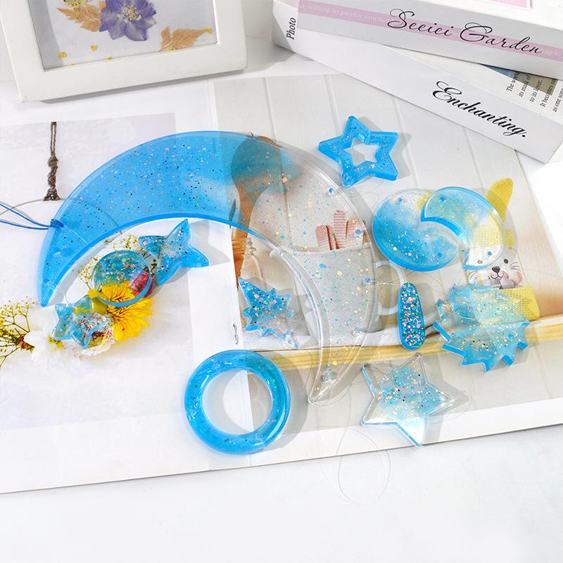 Epoxy Wind Chime Silicone Mold: Sun, Moon, Stars Pendant with Hole for DIY Decorations