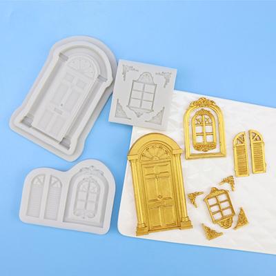 3D Door Window Silicone Mold Frame Border Fondant Cake Decorating Tool Christmas Candy Chocolate Gumpaste Mold Baking Tool