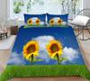 Sunflower Pattern Deluxe Household Bedding Set Full-size Quilt Cover and Pillowcase Plant Print Washable and Comfortable Bedroom Bedding