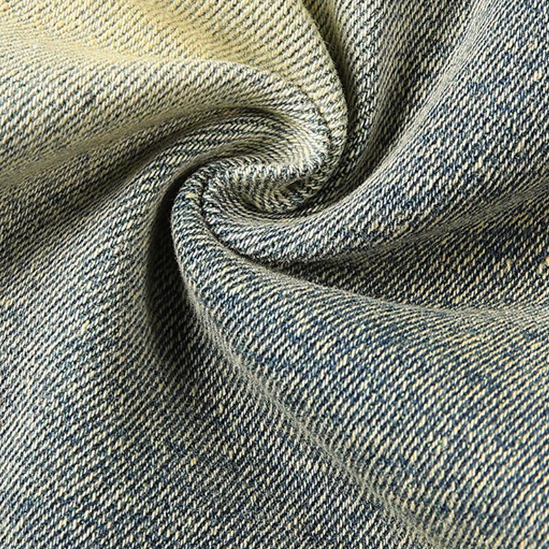 Men Ripped Stacked Jeans Distressed Slim Fit Skinny Straight Leg Jeans Fashion Hip Hop Denim Pants Casual Streetwear 2025 Spring Autumn