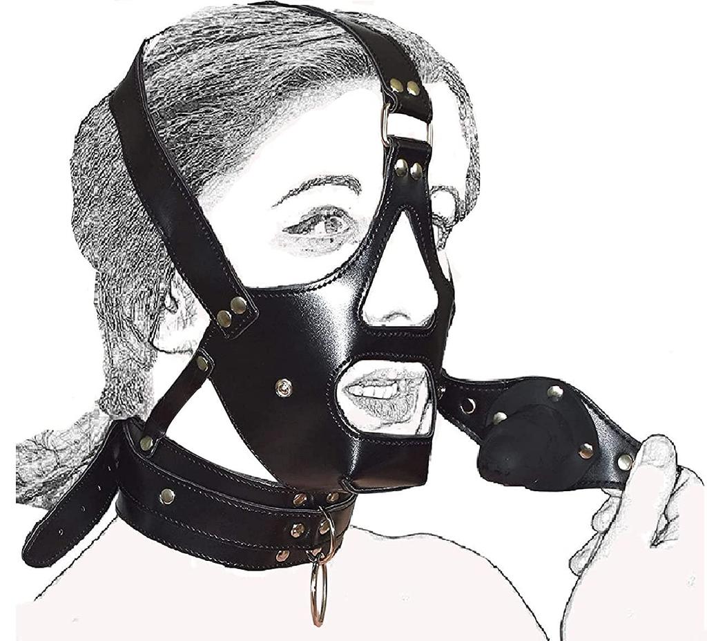 SM Bondage Collar with SM Slave Cosplay Sexy Fetish Ring, Leather, Restraints, Collar, Prop, Costume, Training, Restraints, (B)