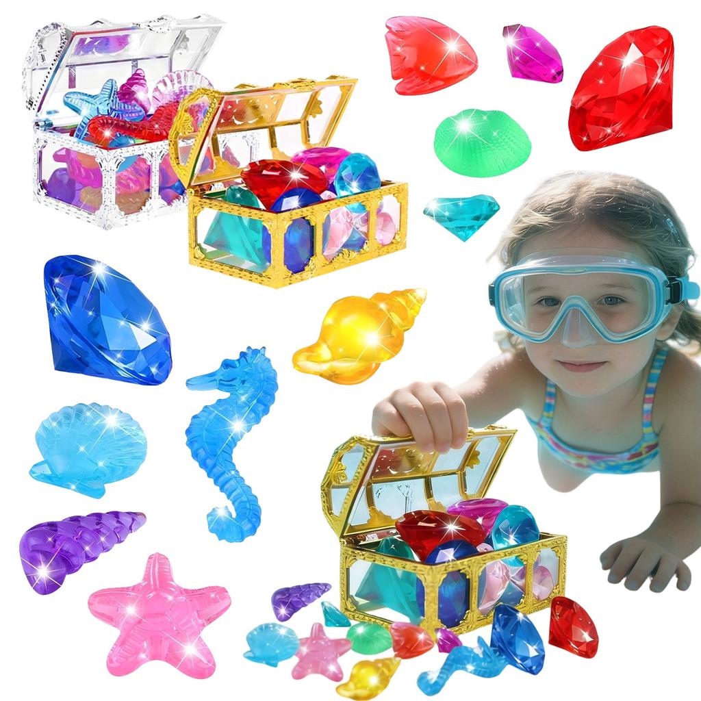 Summer-Appropriate Children's Pool And Diving Pool Toys, Diving Game Treasure Chest Toy Set.