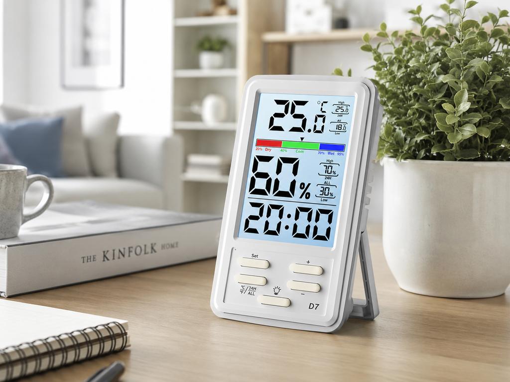 Large Screen Digital Indoor Room Thermometer Hygrometer with Max Min Temperature Thermo Time Display Household