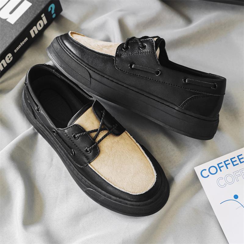 

Мужские лоферы в стиле ретро мужская кожаная обувь 2025 весна британский стиль на шнуровке универсальные трендовые кожаные туфли Doudou мужская обувь 38