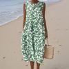 Women's Fashion Casual Sleeveless Round Neck Floral Elegant Temperament Dress