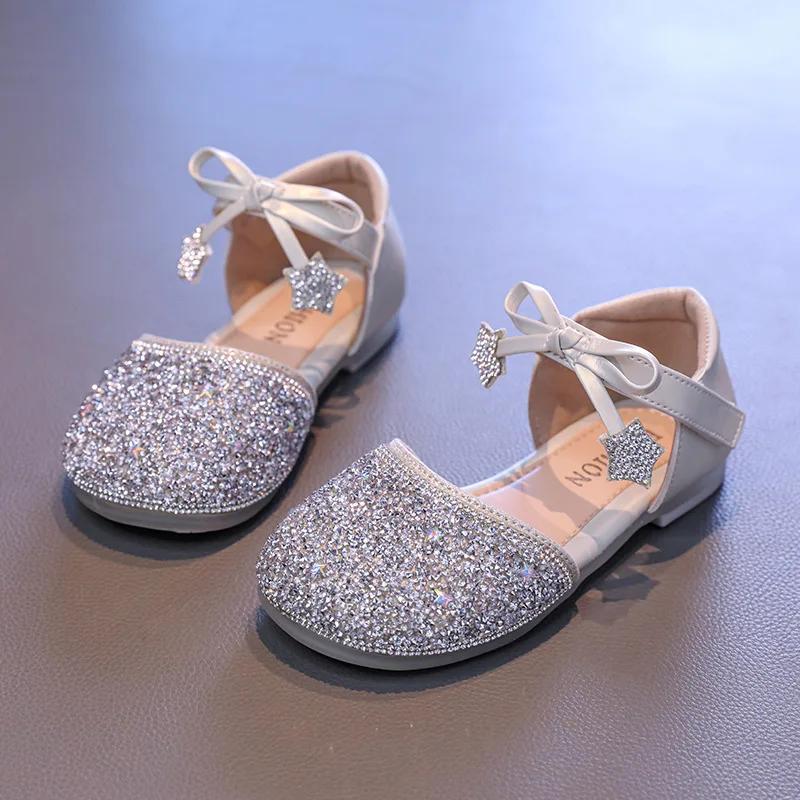 Fashion Children Leather Shoes for Girls Fashion Shiny Casual Mary Janes with Bow-knot Classic British Style School Party Kids Sandals