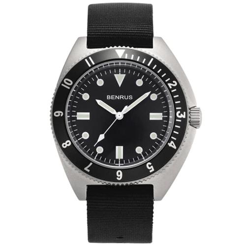 BENRUS Herren Typ-I Silber Militäruhr, Neuauflagemodell, Offiziell importiert