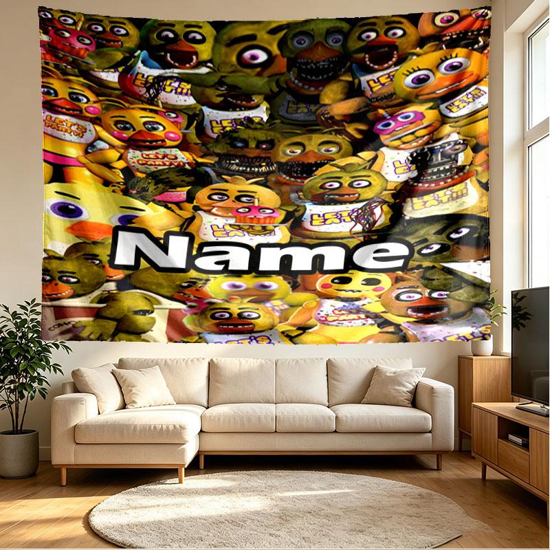 Custom Name Personalized Five Nights at Freddy's Print Tapestry, Wall Art Decor, Bedroom, Dorm, Apartment, LivingRoom, Party Backdrop, Gift for Birthd
