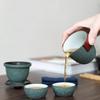 Bluestone Glaze Ceramic Quick Tea Cup One Pot Two Cups Portable Storage Bag Kung Fu Tea Set