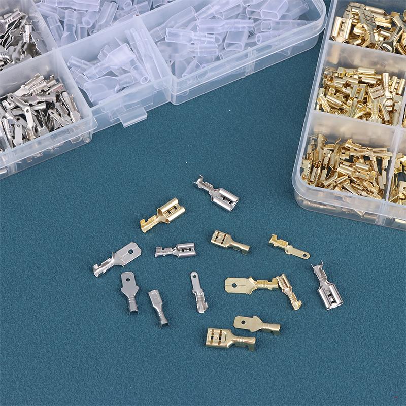 Gold/Sliver 120/270/315Pcs 2.8/4.8/6.3mm Spade Crimp Terminals Male Female Wire Connector Electrical Terminals Assorted Kit