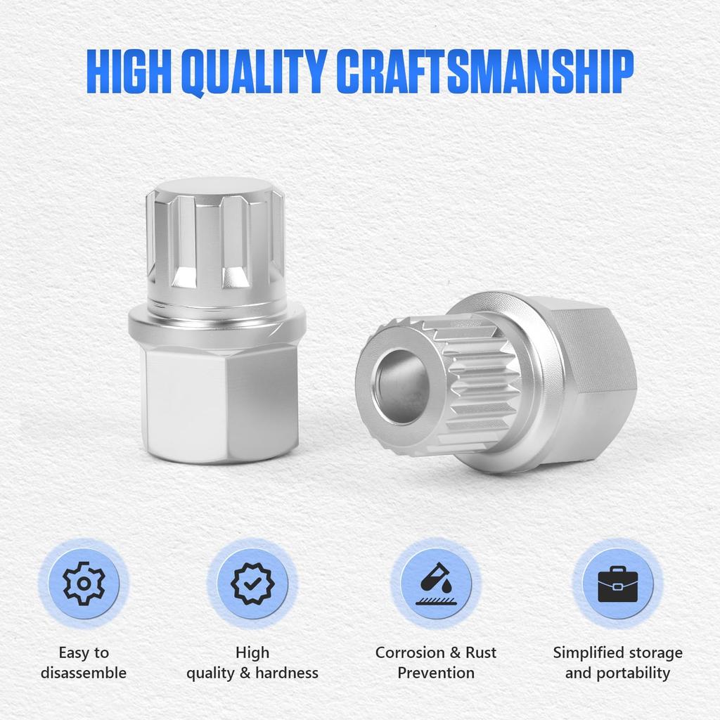 BELEY 10pcs Wheel Lock Lug Nuts Auto Anti-Theft Wheel Screw Removal Key Socket Kit for BMW (21pcs for BMW)