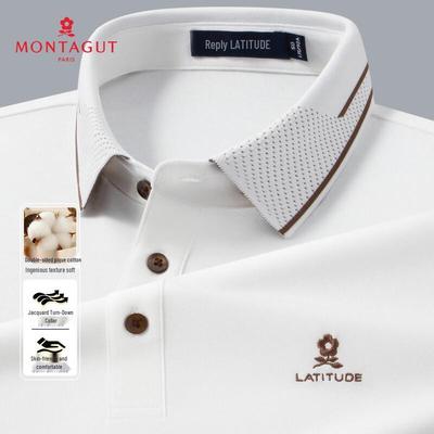 Polo Jacquard Traspirante in Cotone a Fibra Lunga da Uomo Autunnale MONTAGUT