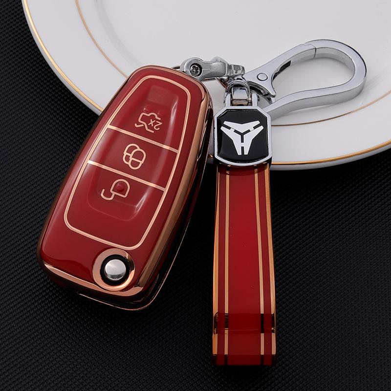 TPU Car Key Case Cover for Ford Ranger C-Max S-Max Focus Galaxy Mondeo Transit Tourneo Custom Auto Key Holder Keychain