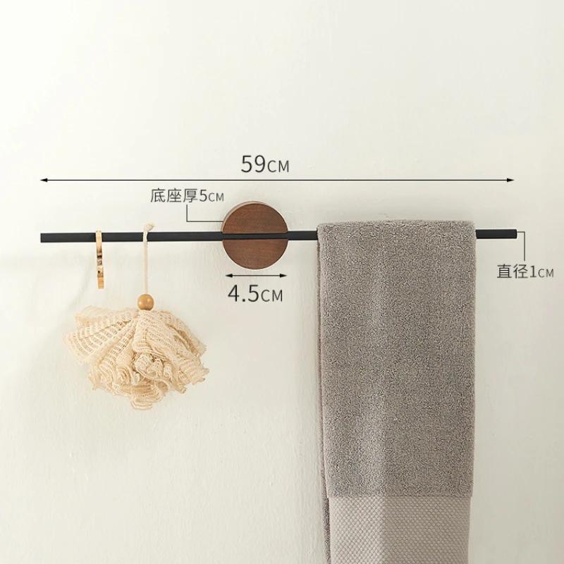 Towel Bar No Drilling Wood Towel Holder Bathroom Shelves Bathroom Organizers Towel Hang Kitchen Storage Rack Toalleros