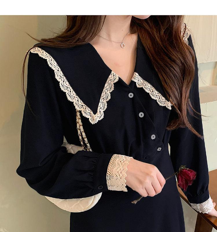 2024 Spring Retro French Slimming Long Sleeve Dress for Women