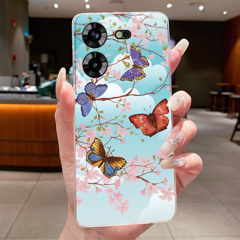 For Techno Pova 5 LH7n 5Pro LH8n Phone Case Tecno Pova 5 Pro Case Clear Luxury Fashion Butterfly Flowers Soft TPU Silicone Cover