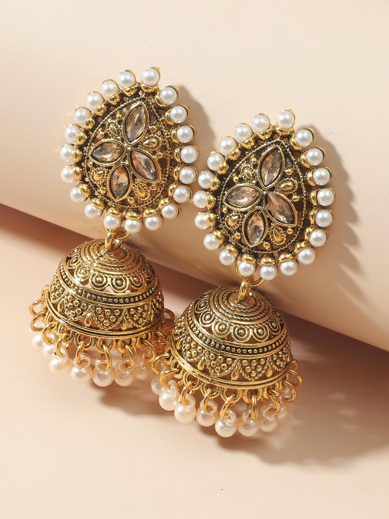 European Carved Bell Stud Earrings - Ethnic Style