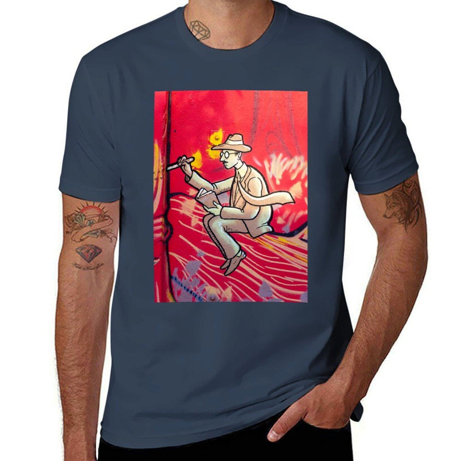 Fernando Pessoa Portugal Graffiti Tshirt Basic Simple Design Short Sleeve Shirt S