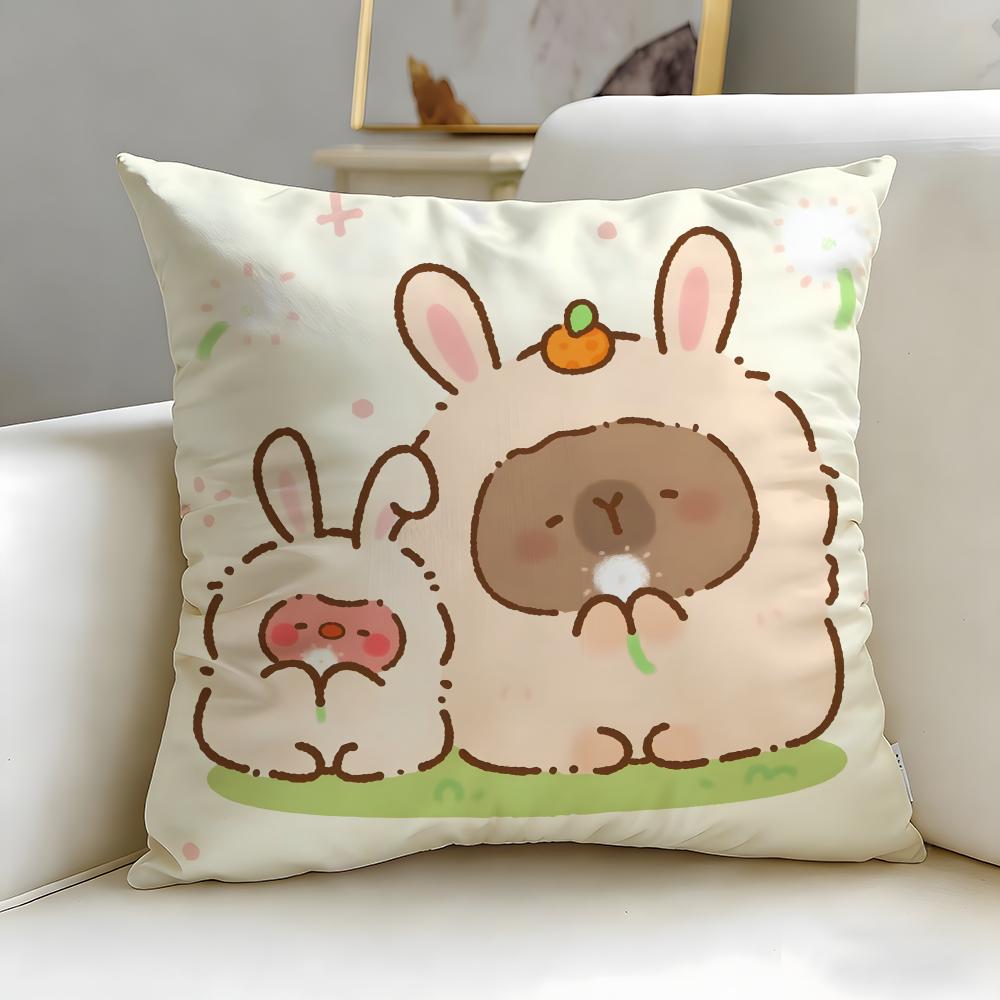 classic animal Capybara Cushion Cover Soft & Easy-Wash Pillow Case – Versatile for Couch, Bed, Travel and Office